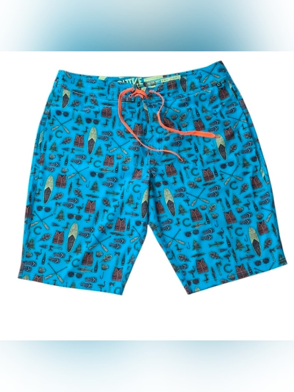 The Chive Blue Patterned Swim Shorts Size 38